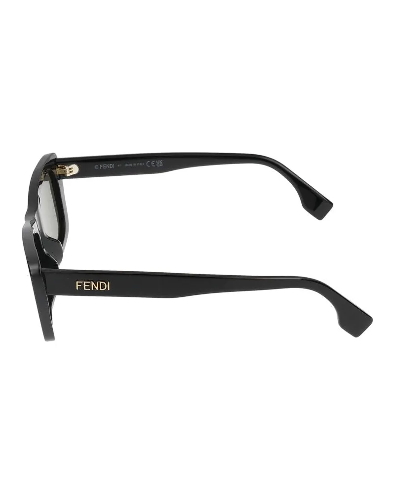 Fendi Unisex Fe40185i Black Rectangular Sunglasses Standard Black
