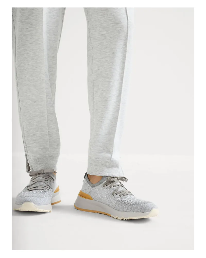 Brunello Cucinelli Lace-Up Cotton Sneakers — Gray Gray