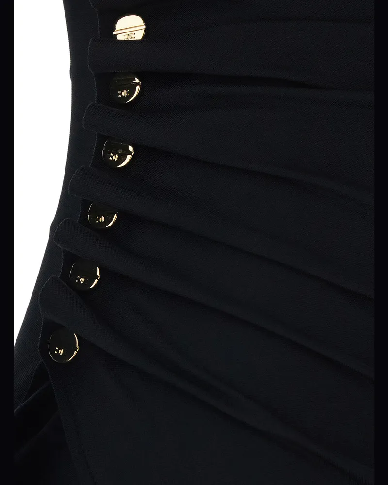 Elisabetta Franchi Women's Black Draped Dress With Asymmetric Hem Viscose Black
