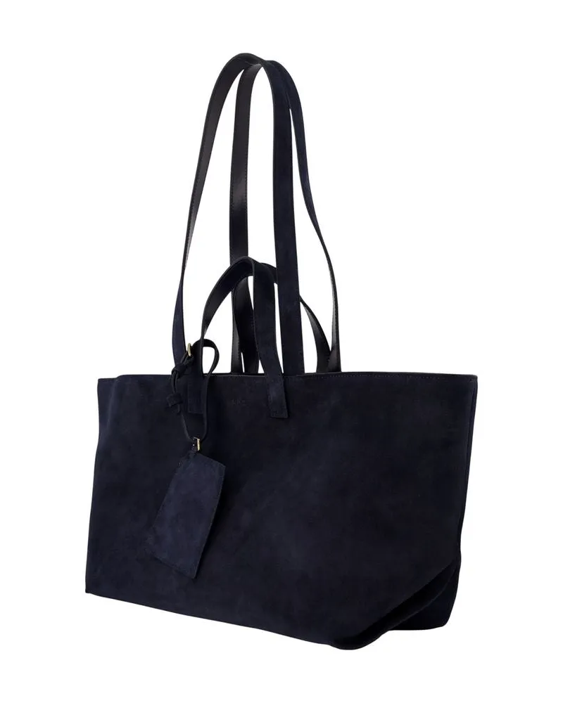 A.P.C. Women's Le Drummer Shoulder Bag -  Leather Blue Calfskin Shoulder-Hobo-Bags Blue