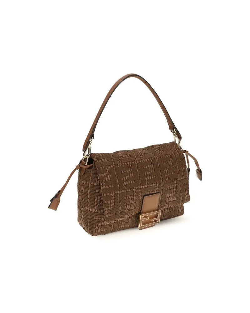 Fendi Women's Brown Raffia Shoulder Bag Brown