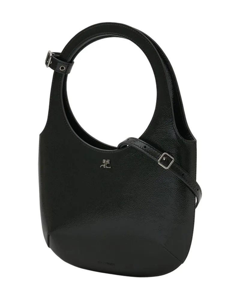 Courrèges Women's Holy Handbag -  Leather Black Calfskin Bags Handbags-Purses Black