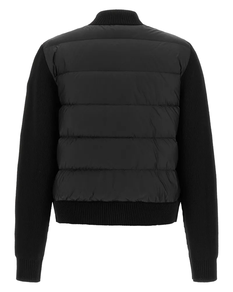 Moncler Ribbed-Collar Quilted Cardigan — Black Black