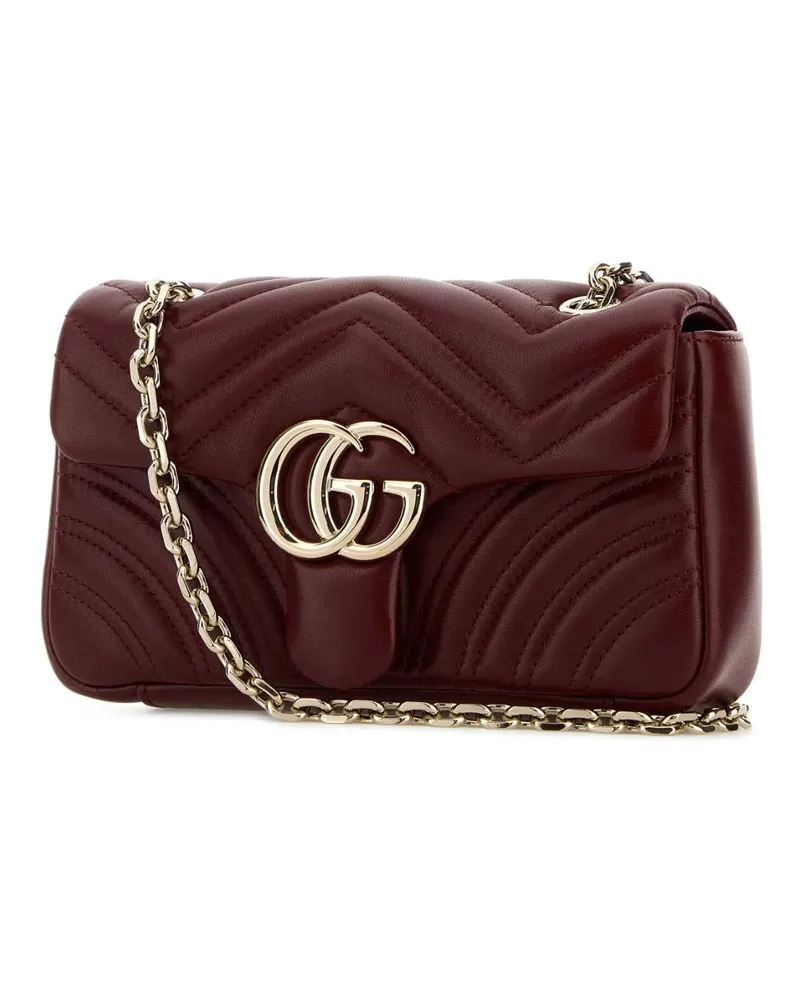 Gucci Women's Burgundy Nappa Leather Small Gg Marmont Shoulder Bag Rossoancora Borse A Tracolla Red