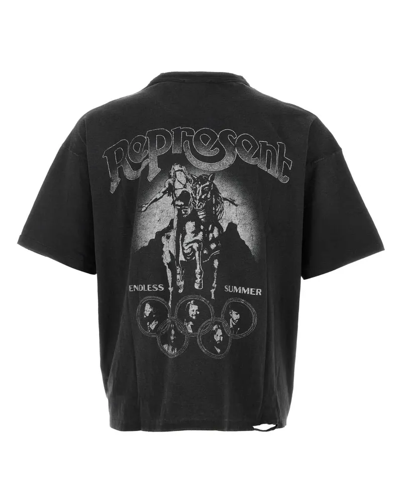 REPRESENT Men Slate Cotton Blend T-Shirt Stainedblack Hemp T-shirts And Polos Black