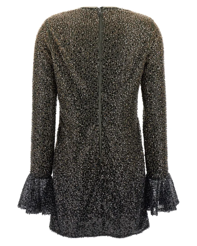 ROTATE Birger Christensen Beaded Sequin Appliqué Dress — Charcoal Charcoal