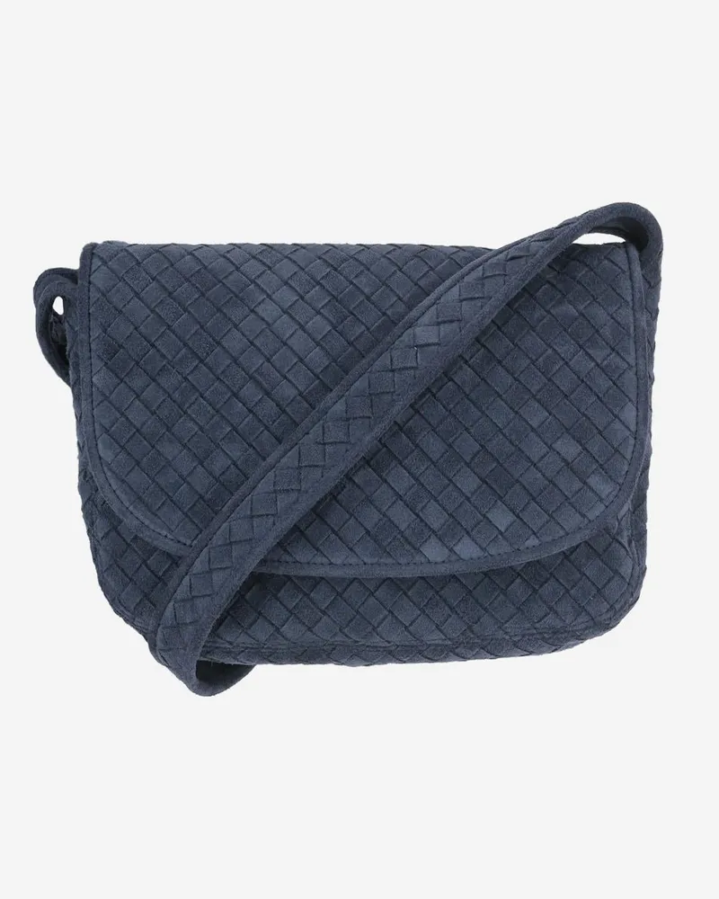 Bottega Veneta Men's Veneto Messenger Bag Suede Dark Blue Calfskin Shoulder Navy