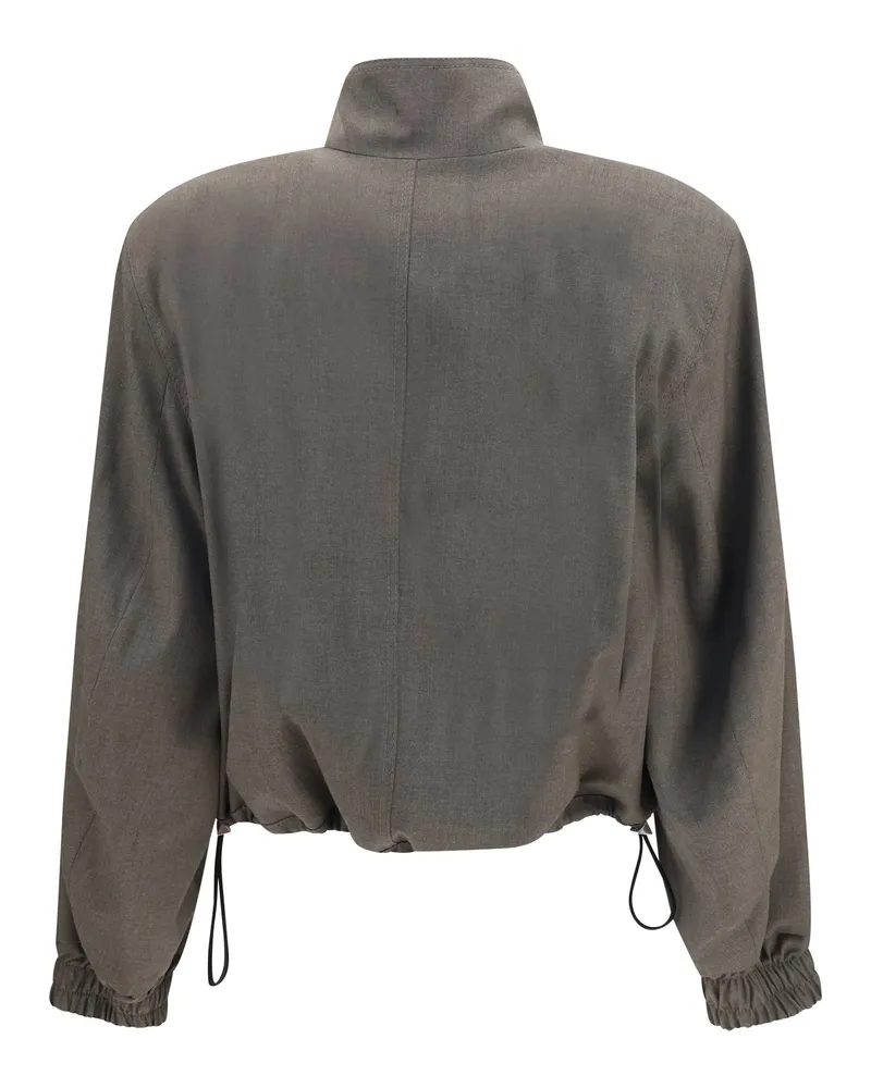 ATTICO Women's Wool-Blend Bomber 876 Jacket Gray