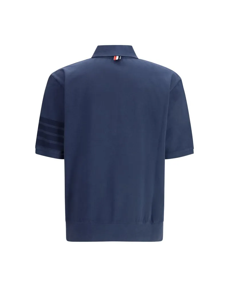 Thom Browne Men's Blue Cotton Polo Shirt Navy