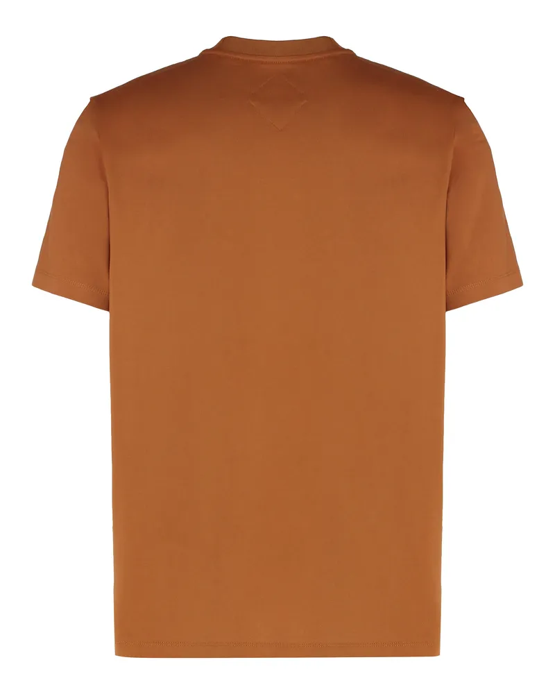 MCM Men's Saddle Brown Cotton Crew-Neck T-Shirt T-Shirts And Polos Brown