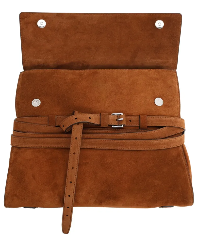 Moschino Women's Tie Me Bag Brown Leather Shoulder Brown