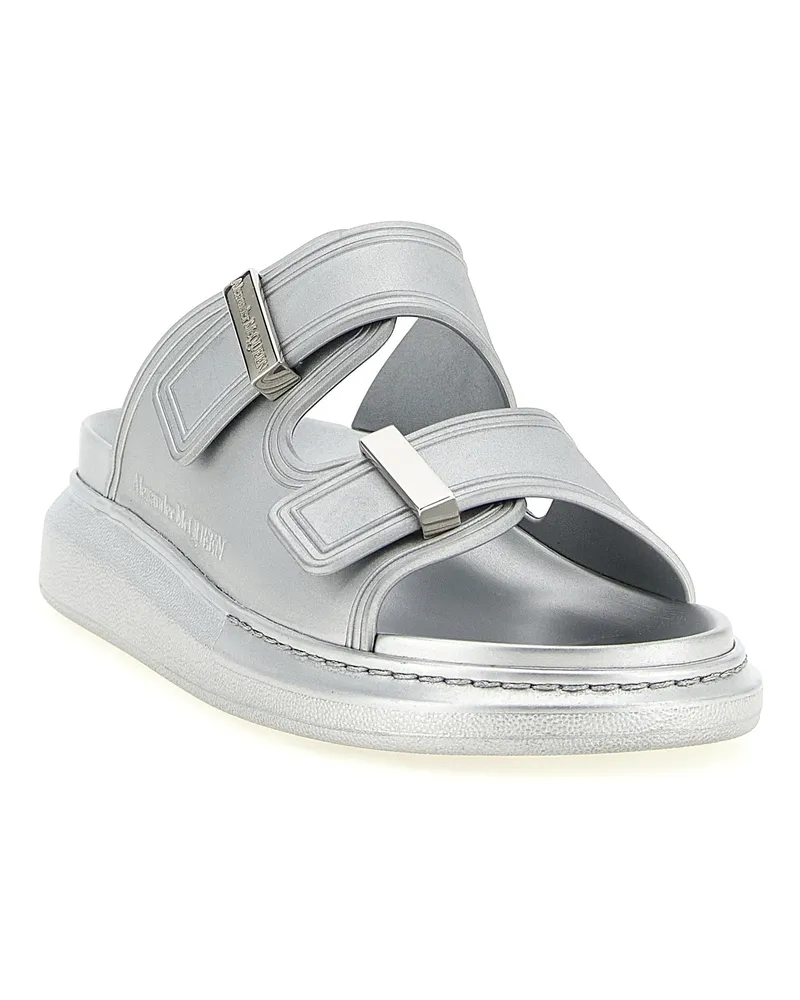Alexander McQueen Women's Silver Rubber Slides Shoe Silver