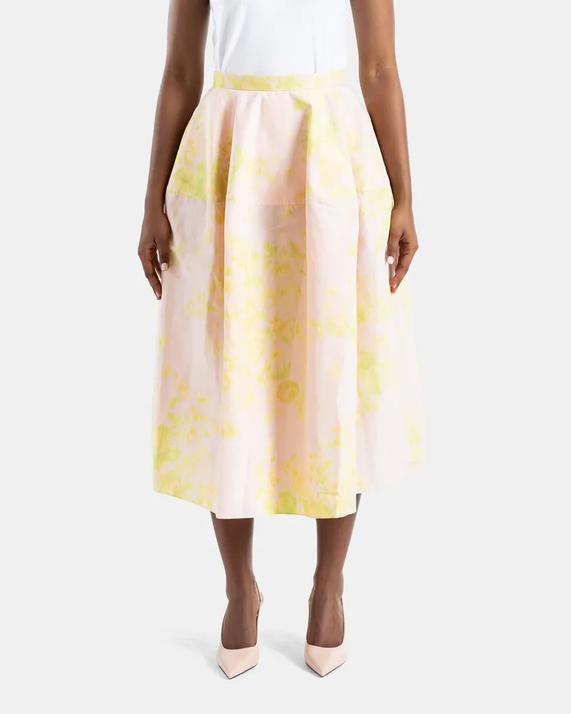 Erdem Women's Chartreuse Floral Pleated Midi Skirt Pink Pink