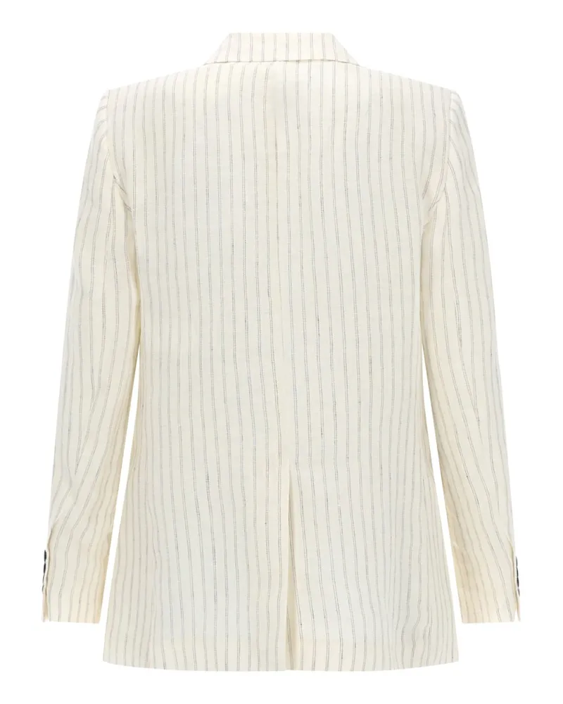 Max Mara Linen Pinstripe Blazer — White White