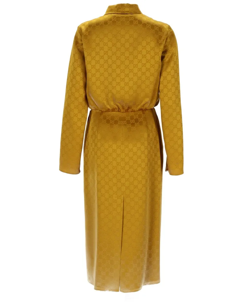 Gucci Shirt-Collar Viscose Dress — Beige Beige