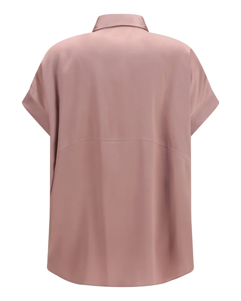 Brunello Cucinelli Silk Short-Sleeved Shirt — Pink Pink
