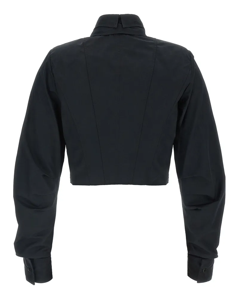 Elisabetta Franchi Bustier Cotton-Poplin Blouse — Black Black