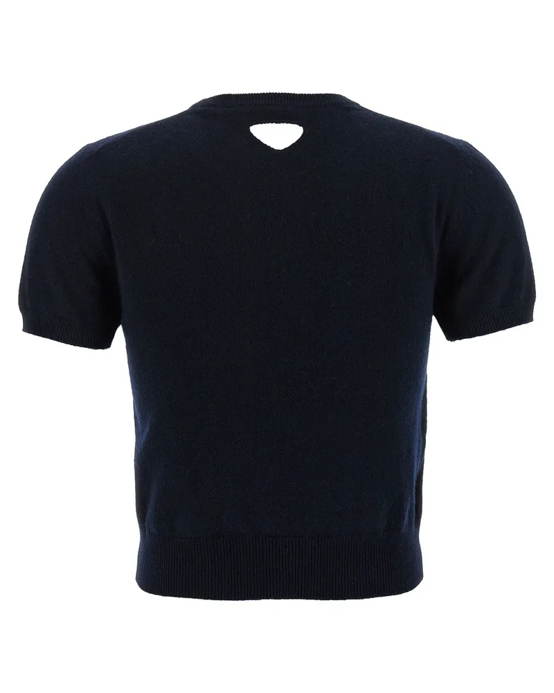 Prada Cashmere Cut-out Logo Sweater — Navy Navy