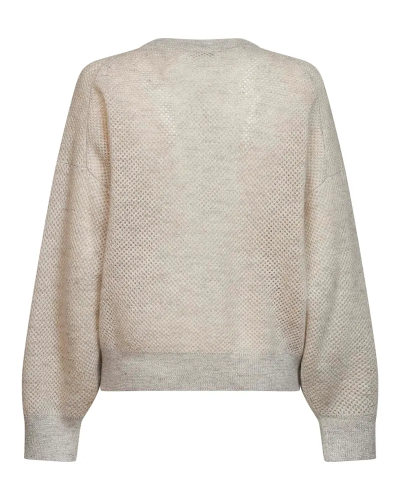 Brunello Cucinelli Women Net Double-Knit Sweater Ivory Beige Beige