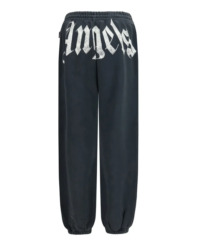 Palm Angels Men Sweatpants With Drawstring And Logo Black-Off White Cotton Pant Trousers Black