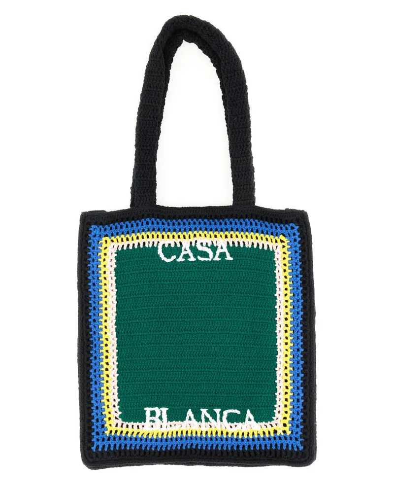 Casablanca Paris Unisex Crochet Bag Green Main: Cotton Handbags Hand Green