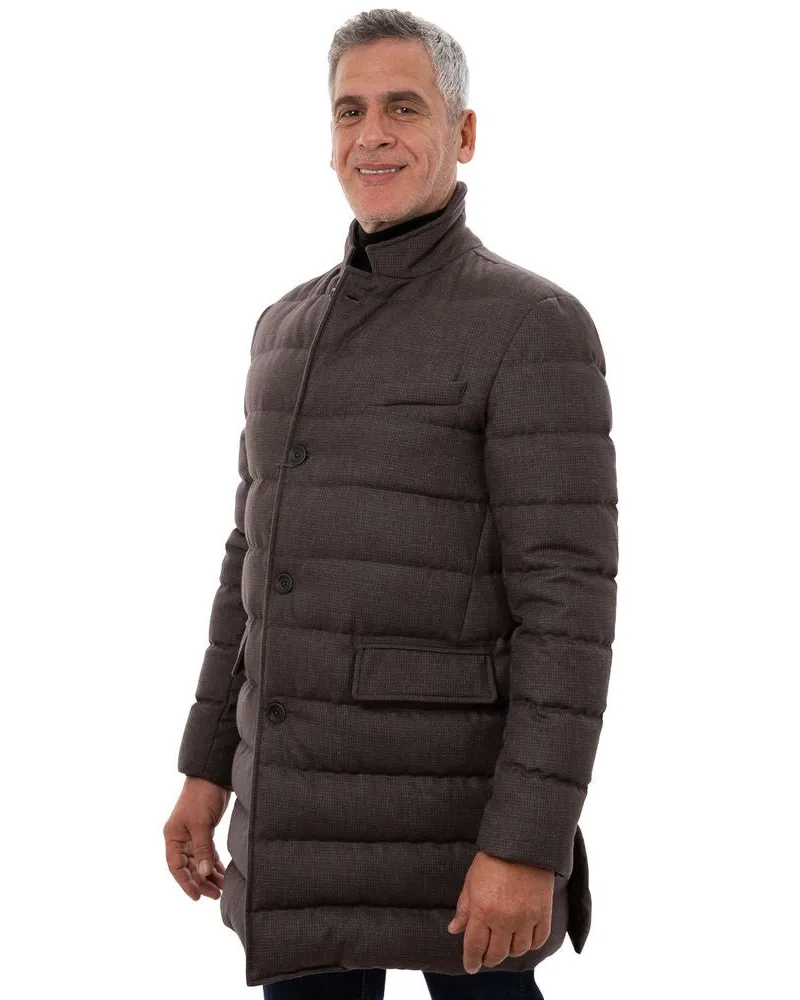 Herno Wool-Blend Padded Down Jacket — Brown Brown