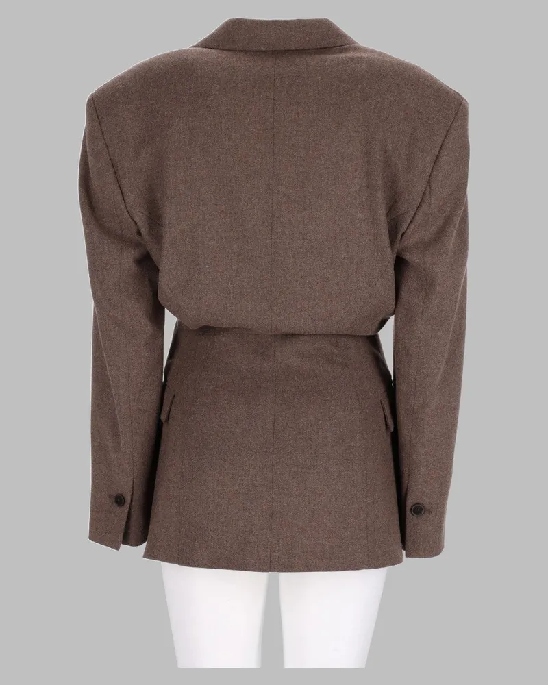 ALYSI Slim-Fit Flannel Blazer — Brown Brown