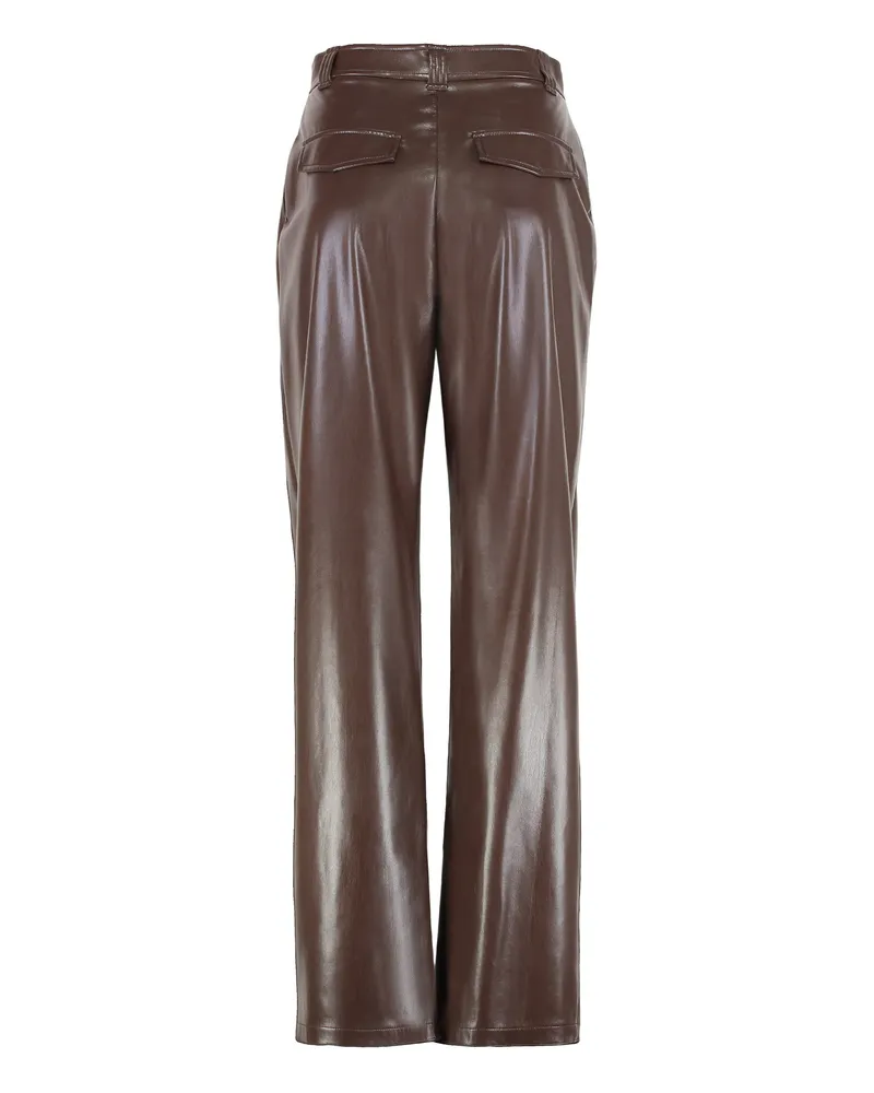 Pinko Women's Balloon-Fit Leather Effect Trousers Brown Polyester Straight Brown