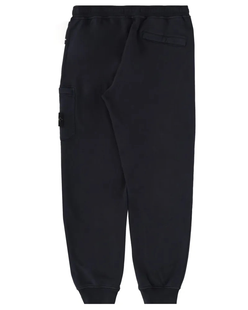 Stone Island Logo Patch Cotton Jogger Pants — Blue Blue