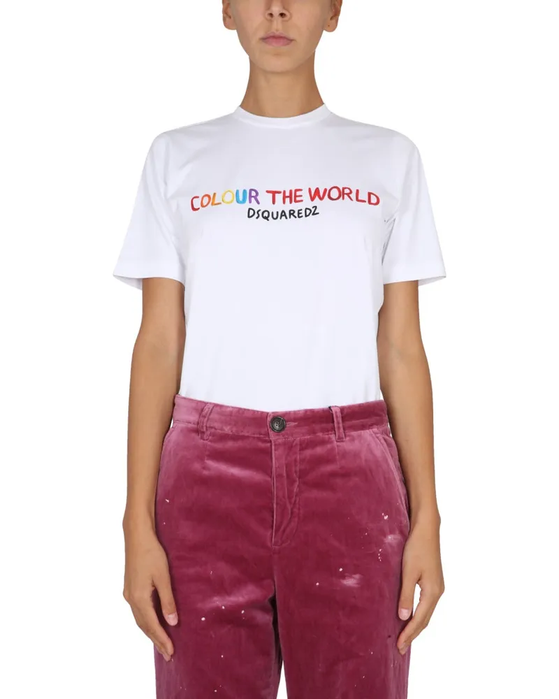 Dsquared2 Logo-Print Cotton T-Shirt — White White