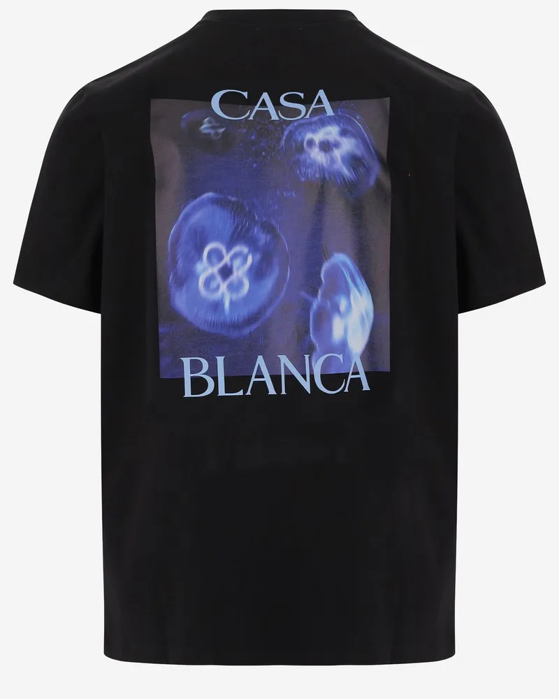 Casablanca Paris Men's Printed Cotton T-Shirt Black Organic T-Shirts And Polos Black