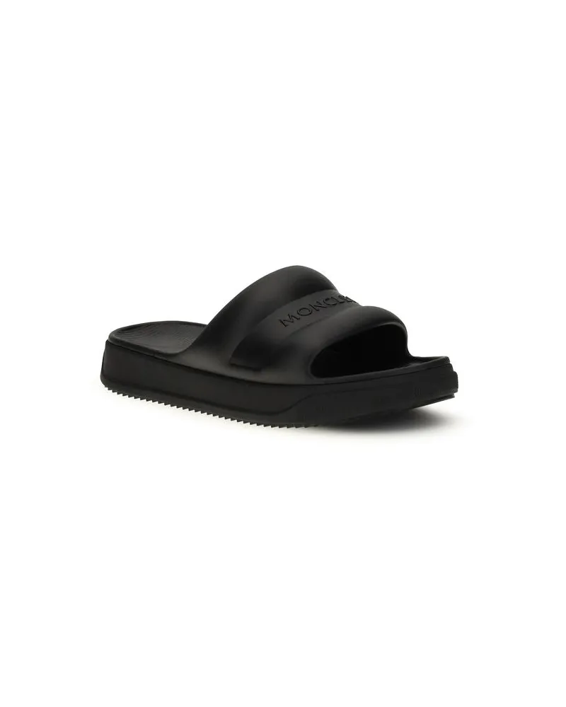 Moncler Women's Black Rubber Flat Sandals Black