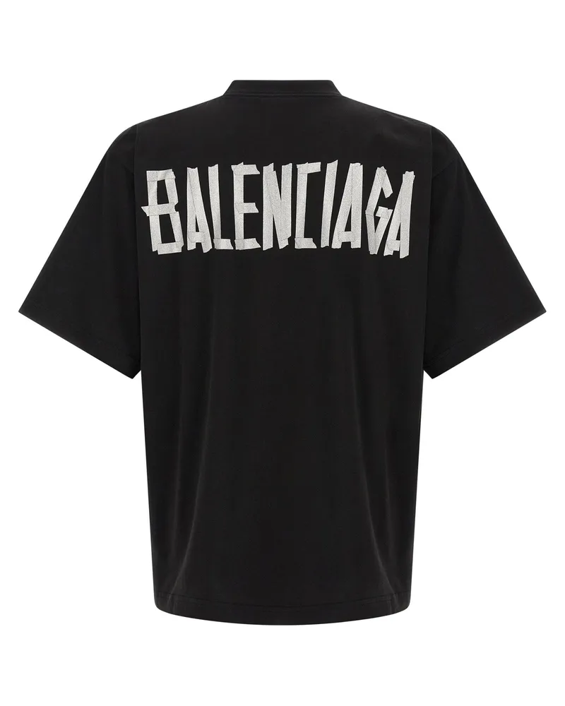 Balenciaga BB Logo Glitter Tape T-Shirt — Black Black