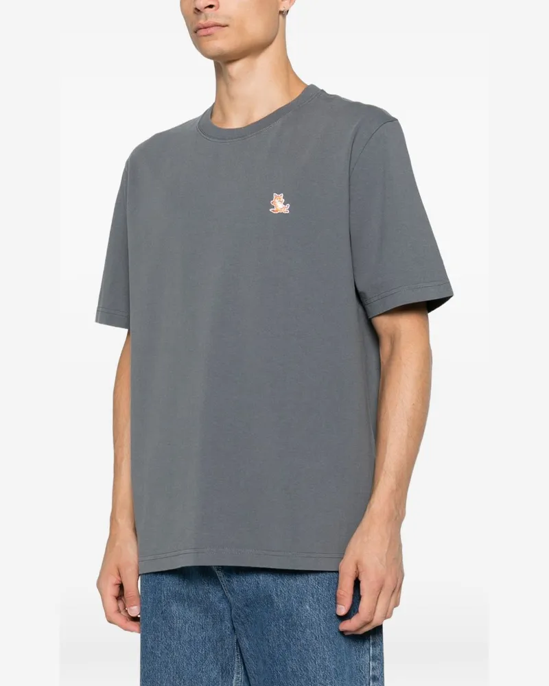 Kitsuné Fox Patch Cotton T-Shirt — Grey Grey
