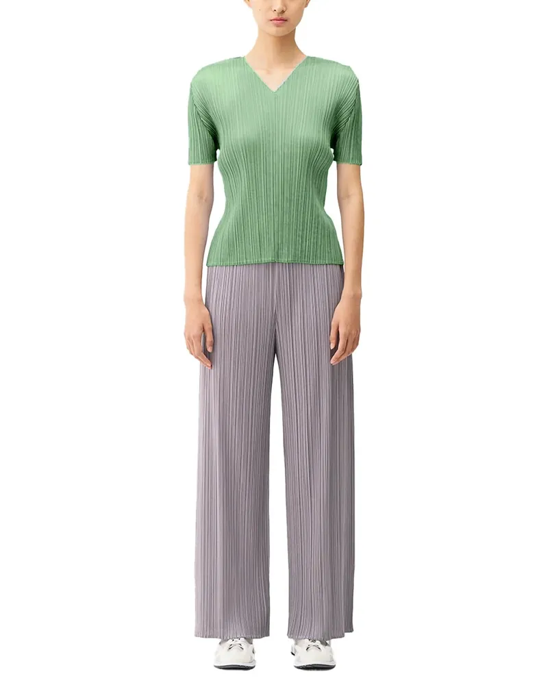 Issey Miyake Pleated Polyester Blouse — Green Green