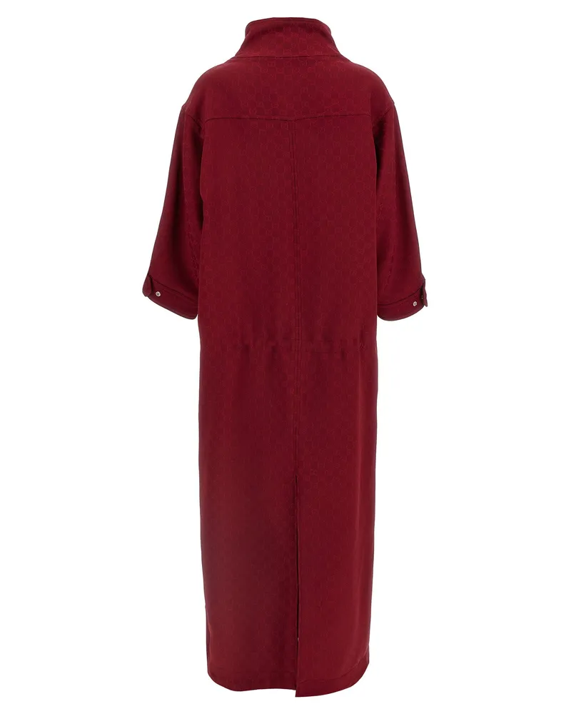 Gucci GG Jacquard Coat — Burgundy Burgundy