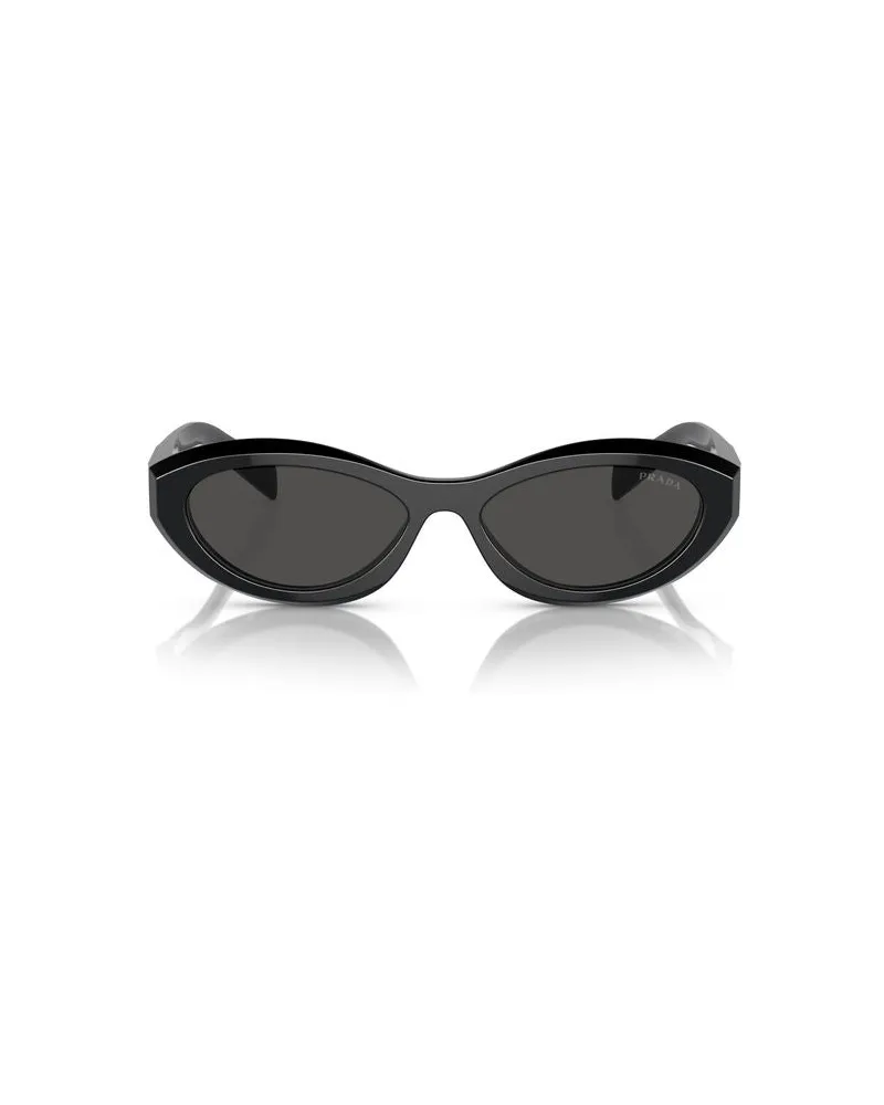 Prada 0PR Oval Acetate Sunglasses — Black Black