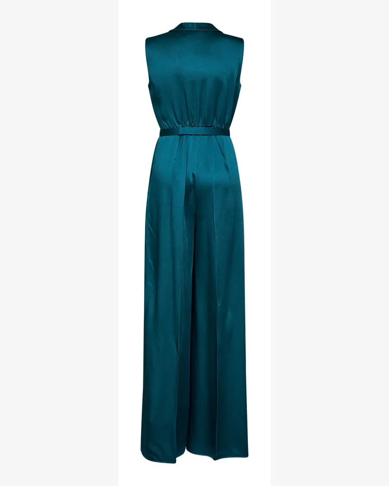 Max Mara Women's Belted Tuxedo Jumpsuit Mseorario Oil Green Acetate Tracksuits Green