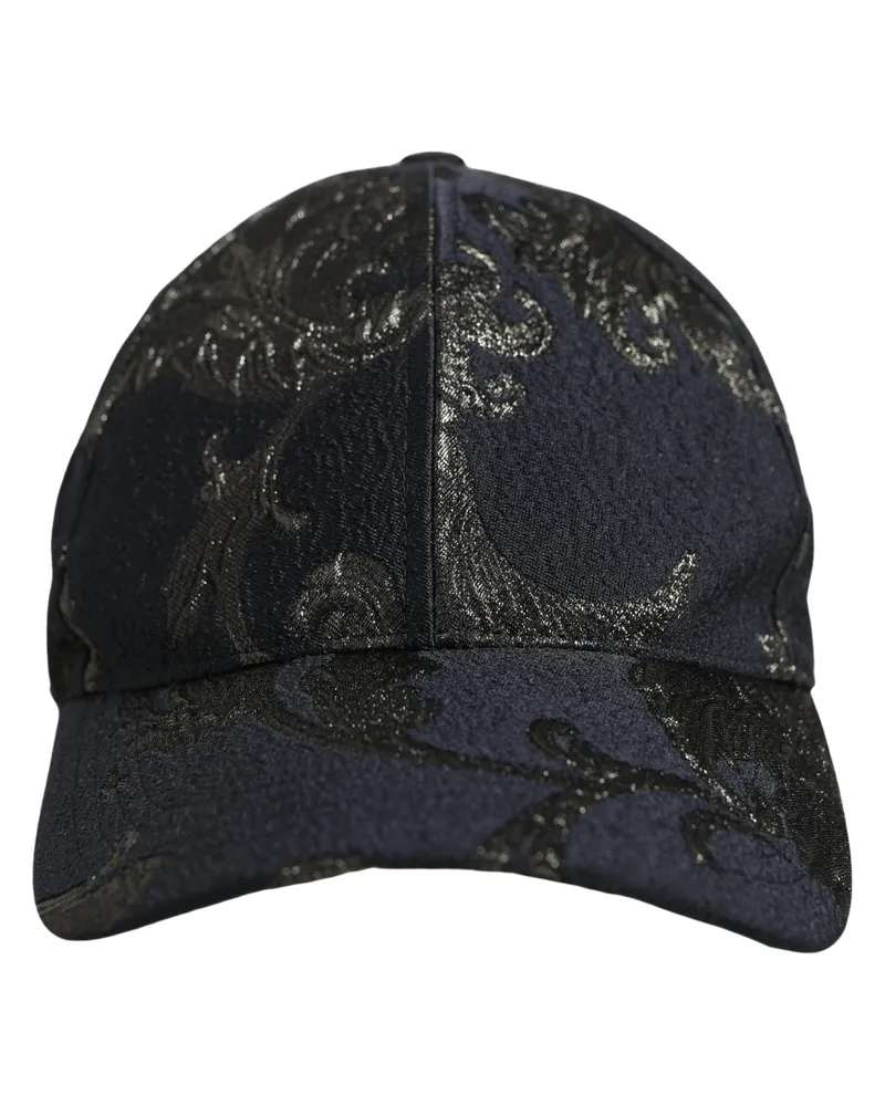 Dolce & Gabbana Men Black Floral Barocco Cotton Baseball Cap Hat Elastane Black