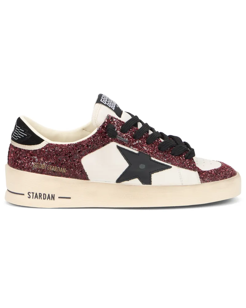 Golden Goose Women's Sneakers Stardan Leather Glitter Cream-Black-White-Beige Trainers Cream/black/white/beige Multicolor