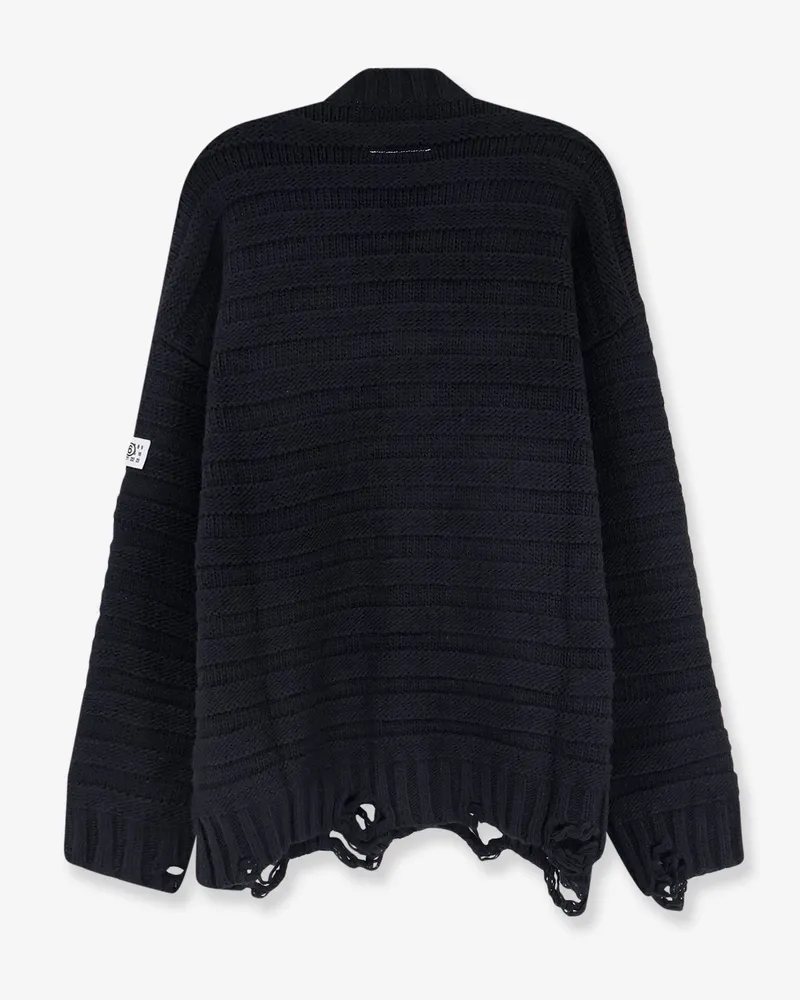 Maison Margiela Men's Cardigan Wool Black Virgin Sweater Black