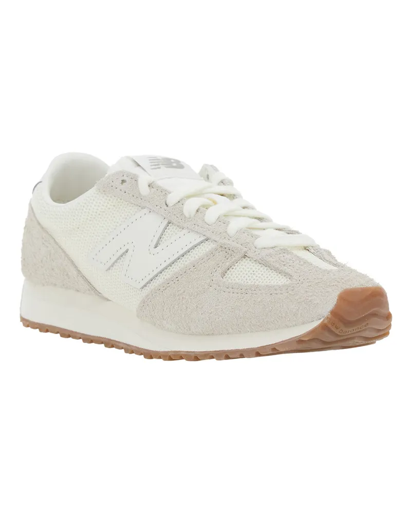 New Balance Unisex White Low Top Sneakers With Logo Patch Suede Trainers White