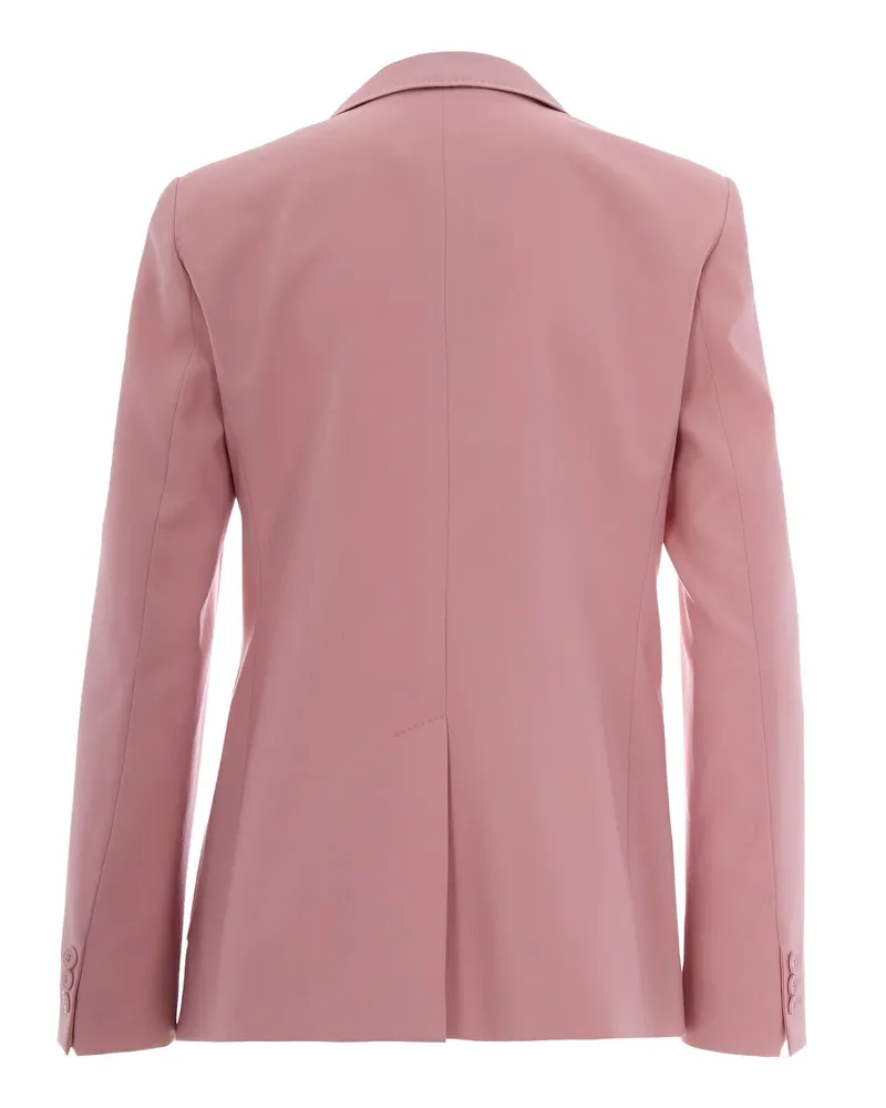 Max Mara Double-Breasted Virgin Wool Blazer — Pink 