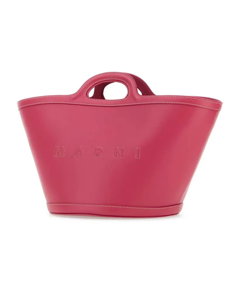 Marni Women's Dark Pink Leather Small Tropicalia Handbag Lightorchid Borse A Mano Pink