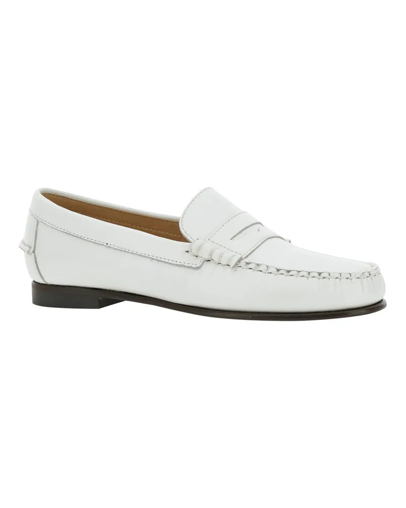 Sebago Women's White Leather Loafers With Bevelled Toe Calf White