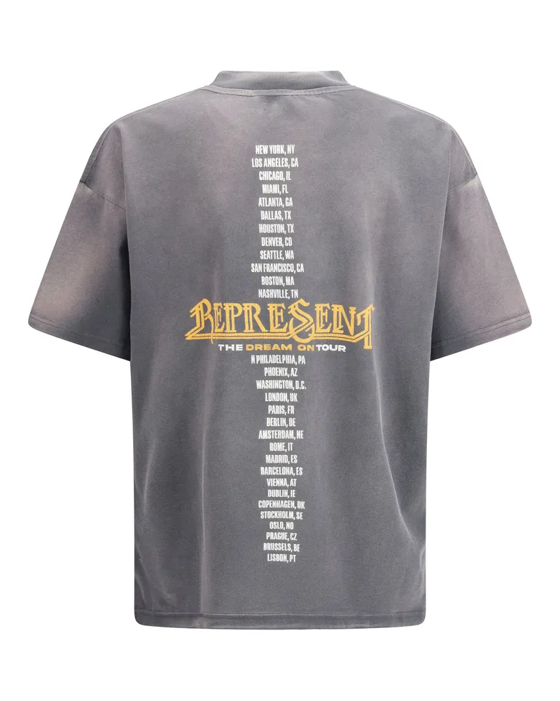 REPRESENT Men's Golden Tour T-Shirt Sun Fade Grey Cotton T-Shirts And Polos Gray