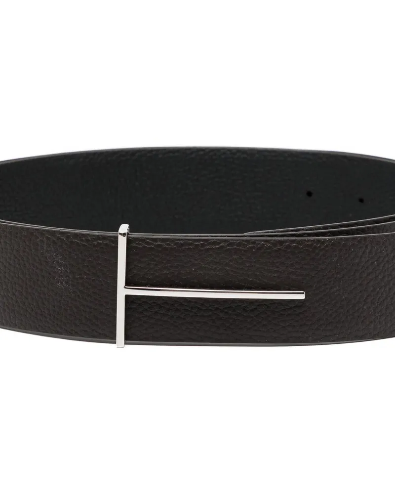 Tom Ford Men's Belt T Icon Black Leather Calfskin Black