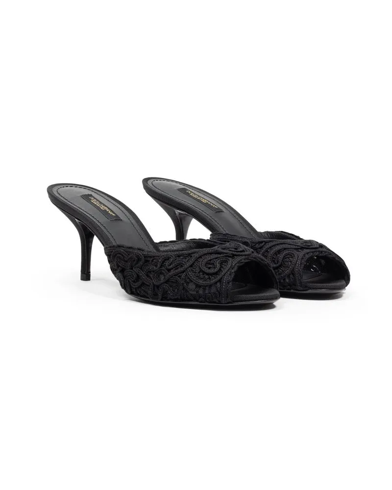 Dolce & Gabbana Women's Black Cotton Mules Black