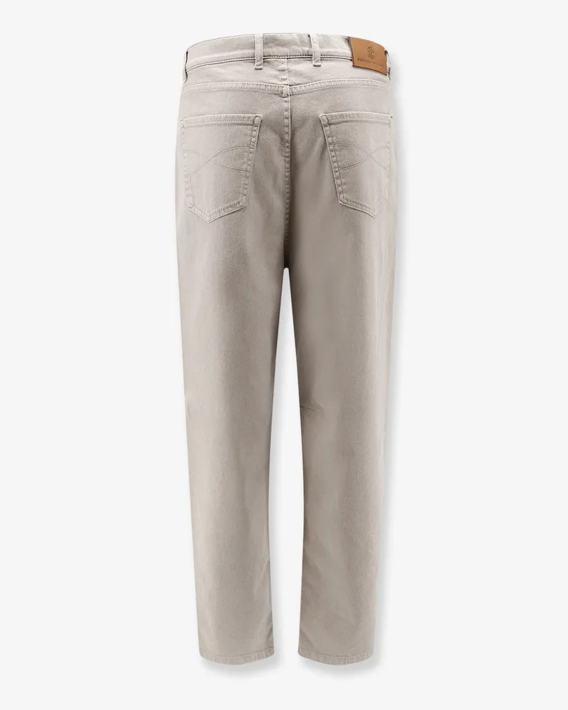 Brunello Cucinelli Men's Canvas Trousers Grey Cotton Gray