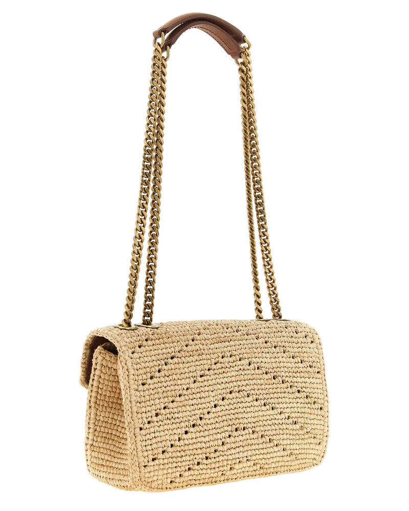 Saint Laurent Women's Beige Raffia Shoulder Bag Beige